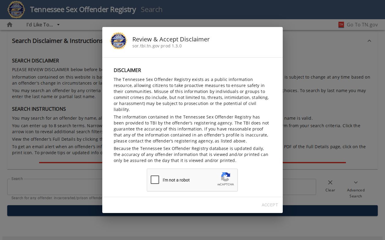 Davidson County resident lookup Tennessee registry search filters